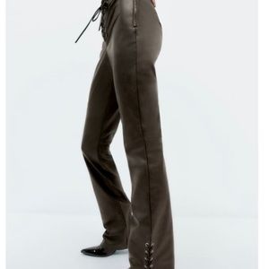 Zara new without tags lace up faux leather pants